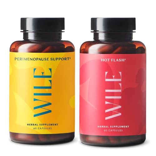 Wile Perimenopause Support + Hot Flash Supplements, 2-Pack Menopause Support for Women, (2) Bottles of 60 Capsules Each, 120 Total