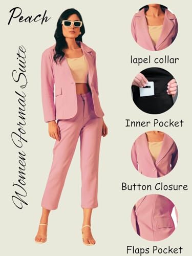 Image of Women's 3-Piece Cotton Blend Suit Set | Blazer, High-Waist Pants & Camisole Top | Formal Office Wear Co-Ord Set for Women | Business, Work, Party & Casual Western Outfit