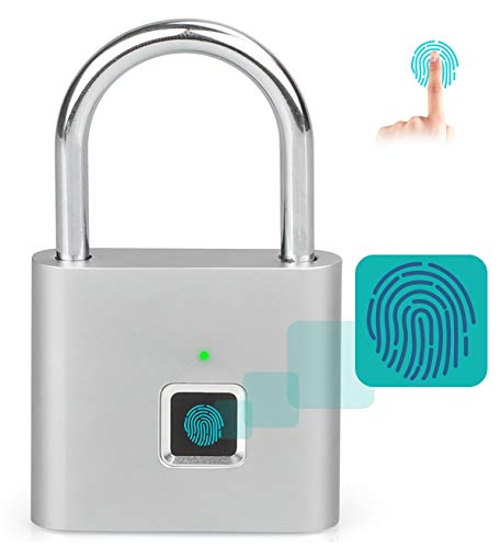 Preisvergleich Produktbild Fingerabdruck-Vorhängeschloss, Smart Keyless Fingerprint Lock, wiederaufladbares tragbares Micro-USB-Sicherheitsfingerabdrucksch... für Schließfächer, Büros, Rucksäcke und Gepäckkoffer