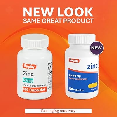 Rugby Zinc 50mg - Gluten-Free Daily Dietary Supplement for Immune Support, 100 Count