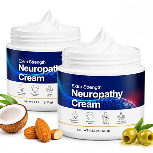 2 Pack Neuropathy Nerve Relief Cream | Max Strength Topical Pain Reliever for Feet Hands Legs & Arms | Natural Formula with Ginger & Essential Oils