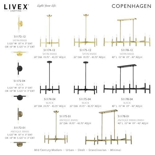 Image of Livex Lighting 51172-12 Copenhagen Collection 2 Light ADA Sconce, Brass
