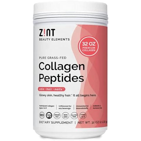 Zint Collagen Peptides Powder (32 oz): Anti Aging Hydrolyzed Collagen Protein Powder Beauty Supplement - Skin, Hair, Nails Cover