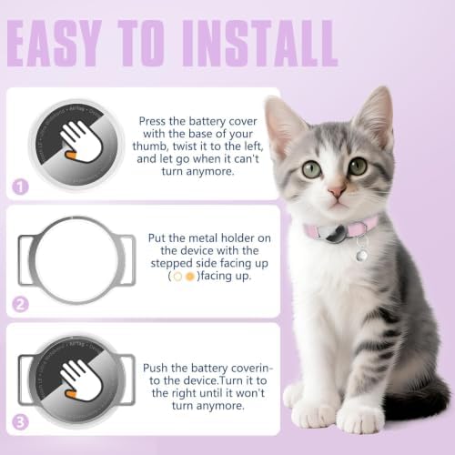 AirTag Cat Collar, Elastic Tracker Collar with Airtag Holder and Bell - 3