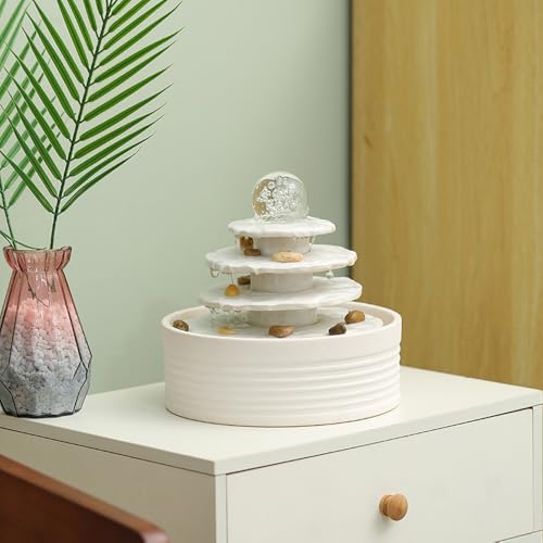 Outdoor and Indoor Ceramic Fountain Waterfall Water Feature Tabletop Home