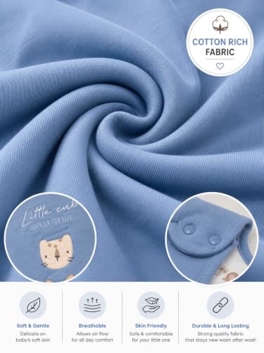 Image of TuddyBuddy Baby Cotton Wearable Quilted Sleeping Bag Blanket 1.5 Tog with 2 Way Zipper Closure | Ideal for Babies & Kids Hypoallergenic Fabrics | (Little Cub - Smokey Blue, 0-6 Months)