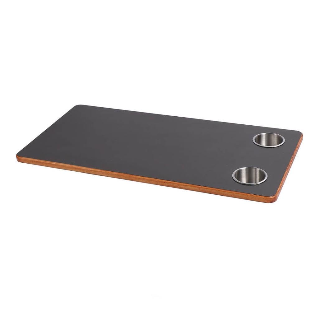 Tavolo da barca da 800 mm x 400 mm con 2 portate in acciaio inossidabile in legno nero compatibile con patio con patio di yacht