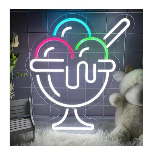 Lumières néon crème glacée à alimentation USB pour vitrine de bar