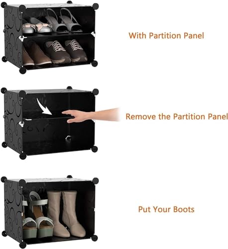 Image of Sunderlook Shoe Rack Plastic for Home- Shoe Stand, Chappal Stand, Professional Multipurpose Foldable Standing Comfort Runner Shoe Rack with Door, Slipper Stand (Black, 16 Shelf 8 Door)
