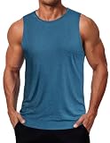 COOFANDY Men Tank Tops Dry Fit Sleeveless Workout Shirts for Men Lightweight Gym Sports Tank Top Denim Blue