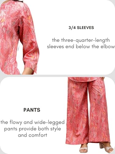 Image of GRECIILOOKS Co-ord Set for Women Stylish | Kurtis | Anarkali Viscose Printed Kurta & Straight Pant Sets | Festive Ethnic Indian Traditional Outfit for Functions & Puja | 3 /4 Half Sleeve
