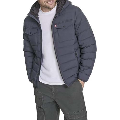 Image of Water Resistant Performance Stretch Hooded Puffer Jacket
