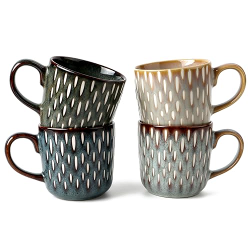 Image of DOWAN Stoneware Coffee Mugs Set of 4, 350ml Tea Coffee Cappuccino Cup Set