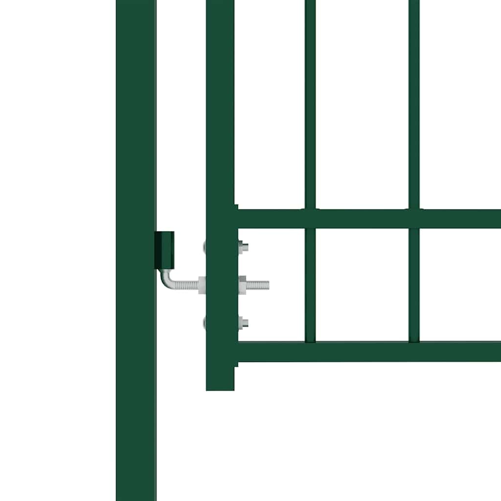 vidaXL Zauntor mit Spitzen Gartentor Hoftor Gartentür Gartenpforte Hoftür Zauntür Gartenzaun Tor Tür Pforte Metalltor Stahl 100x125cm Grün