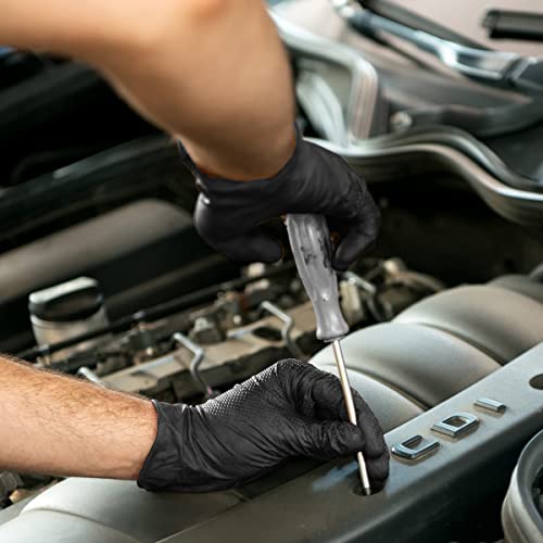 Gh Heavy Duty Diamond Textured Nitrile Gloves, All Purpose 6 Mil Thick Disposable Gloves, Latex & Powder Free, 50 Pack (Black), X-Large #TOP6