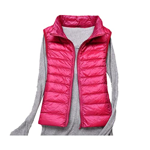 Chaleco abajo para mujeres en color rosa roja talla S ultraligero para otoño