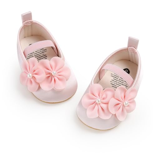 QWZban Baby Girl Shoes Flowers Infant Girls Mary Jane Flats Wedding Uniform Dress Shoes Newborn Crib First Walkers