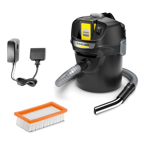 KÄRCHER 18 V Akku-Aschesauger AD 2 Battery Set flammhemmendes Material 1-teiliger Filter Saugschlauch Behältergröße: 14 l Leistung: 200 W Schwarz mit Akku