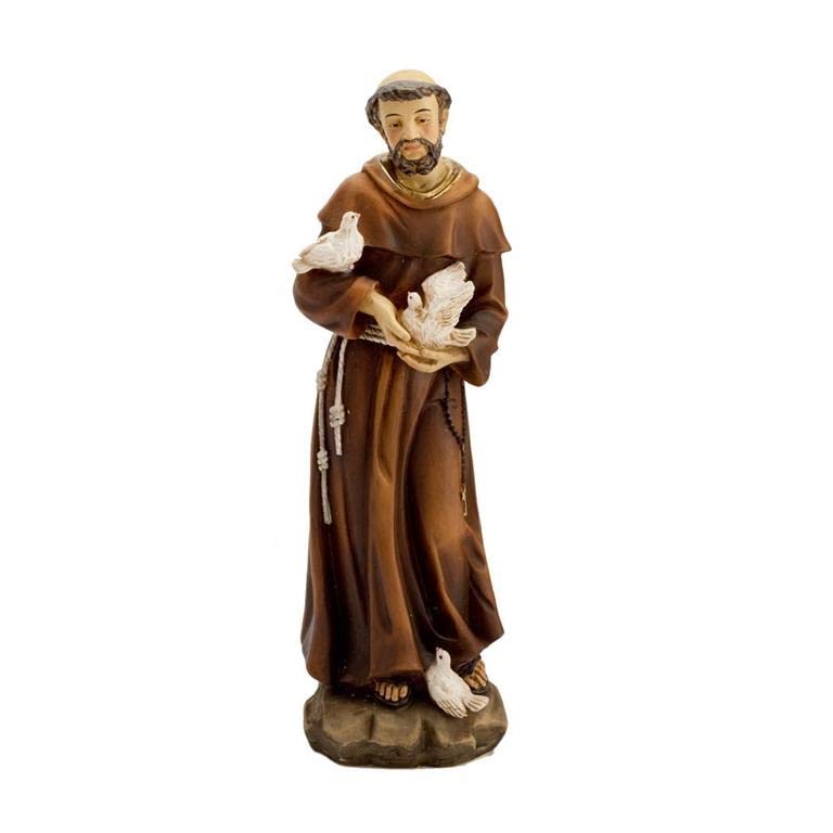 Figura San Francisco de Asis Resina Pintada a Mano 20 cm