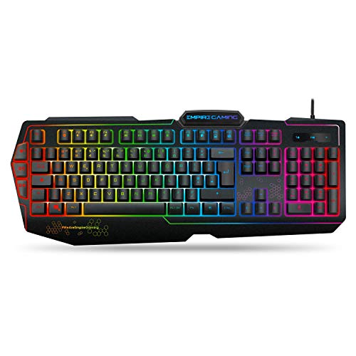 EMPIRE GAMING [New] K900 Gaming Keyboard QWERTY UK– 105 Semi-Mechanical Keys -9-Mode LED RGB backlighting, Including 1 Customisable Mode – 19 Anti-ghosting Keys