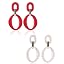 Red + RiceWhite Oval Drop Earrings