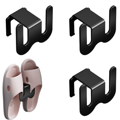 Banjiabb 3 Stück Schuhhalter Wand - Schuhregal Wandmontage, Tür Hängend - Metall Schuhaufbewahrung (Schwarz)