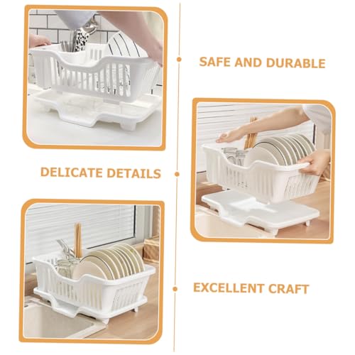 Práctico escurridor de platos hecho de material multifuncional que ahorra espacio, diseño blanco, fácil de montar, escurridor de platos de cocina para fregaderos y superficies de trabajo