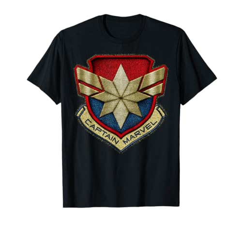 T-shirt Marvel Captain Marvel noir en coton vêtement imprimé geek