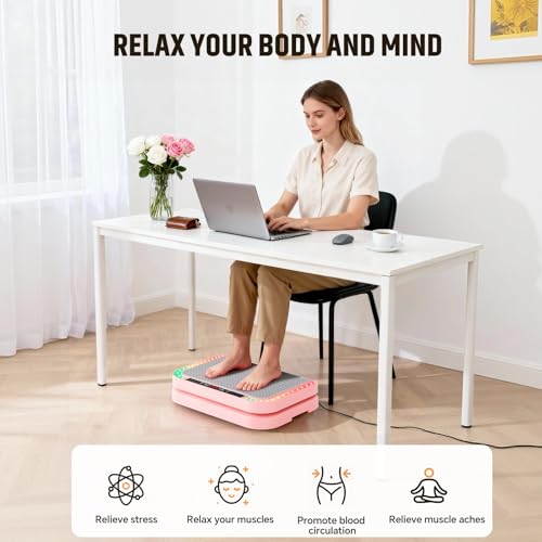 Image of Vibration Plate Machine for Lymphatic Flow & Muscle Recovery, Vibration Fitness Platform with Bluetooth & LED Modes, 440 Lb Capacity & 200 Levels for Home Use