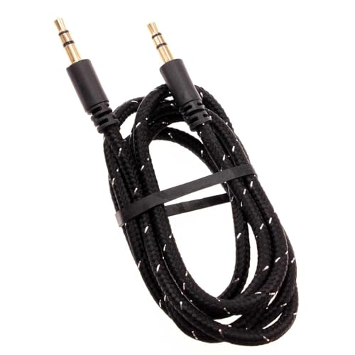 Cable auxiliar 3.5mm trenzado negro 1 metro miniatura 1