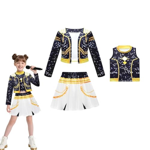 Wizvox Trajes De Cosplay Conjunto De Disfraz De Cantante Pop Con Abrigo Bordado, Top Y Pantalones Cortos Para Bailar,A-110