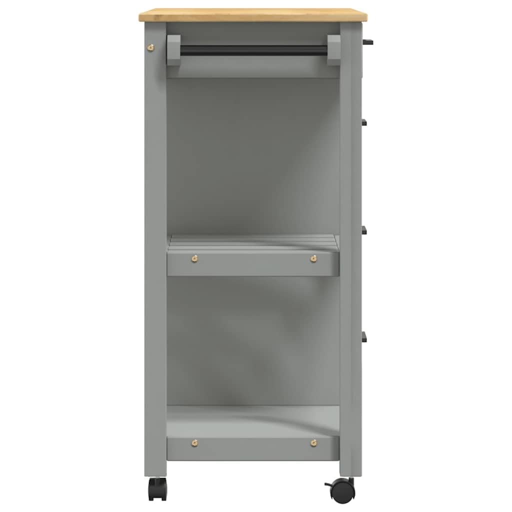vidaXL Carrito de Cocina, Carro Organizador con Cajones Estantes, Carrito de Servicio Comida, Carro para Salón Baño Estudio, Madera Maciza de Pino