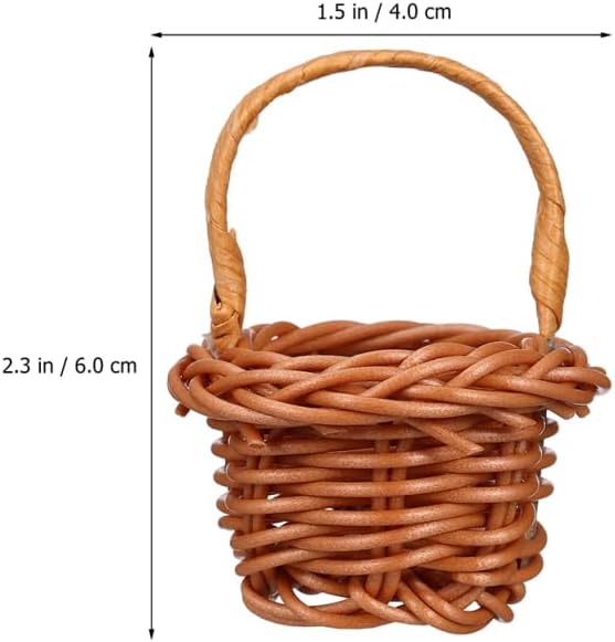 VICASKY 15pcs Woven Basket Picnic Hamper Miniature Easter Baskets Miniature Basket Easter Egg Basket Farmhouse Decor Fruit Decor Flower Basket Model Rattan Plastic Micro Scene Crafts