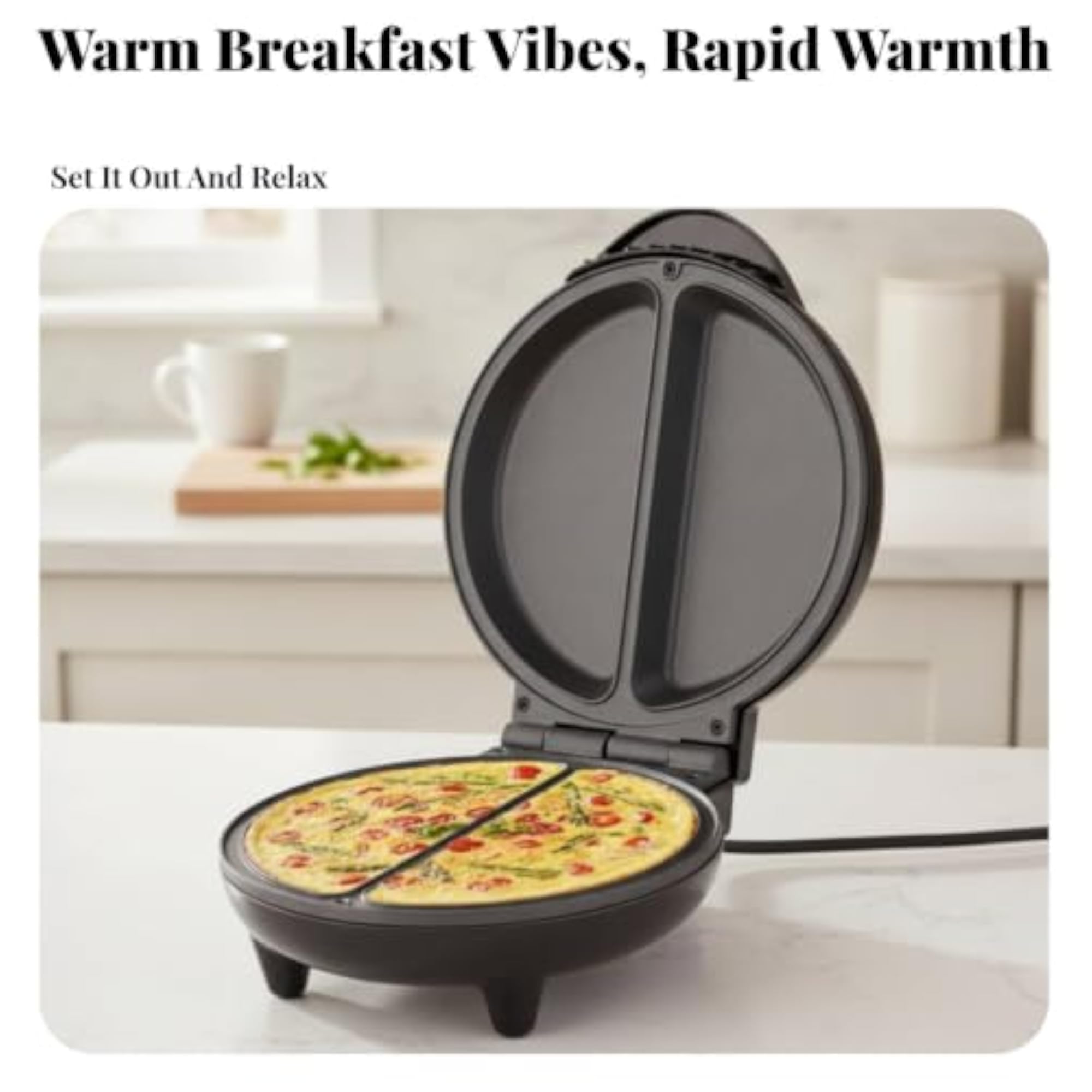 Omelette Maker with Dual Plates for Small Kitchens