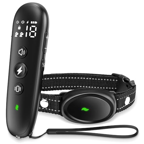 Tophie Collier Dressage Chien avec Télécommande, Collier Anti Aboiement Chien,3 Mode de Formation Bip Vibration Choc, Portée de 500m, IP67 Étanche avec...