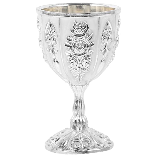 Homoyoyo Style Retro Metal Wine Cup Decorative Goblet Ornaments Gothic Wine Chalice Decorative Cup (Silver)