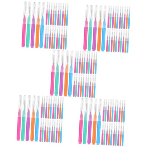 MUCKLILY 5sets Interdental Brush Toothpicks Brush Braces Toothbrush Cleaner Tooth Flossing Head Alternative Brushes Interdental Toothpicks Oral Care Picks Brush Picks Stainless Steel 50pcs*5