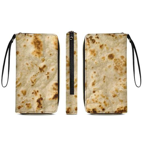 Burritos Giant Tortilla Neutral Leather Wallet with Scratch Resistant Strap for Easy Carrying3