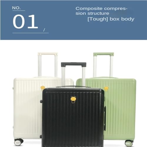 PANKERS Travel Suitcase Aluminum Frame Trolley Case, Durable Universal Wheel Waterproof Travel Boarding Large Capacity Password Box Trolley Case, White4