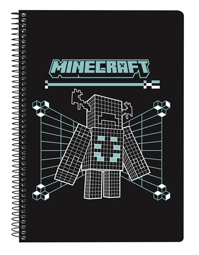 MINECRAFT SCREEN - Cuaderno 80 Hojas A5, Tapas Duras, Ideal para Niños de Diferentes Edades, Cómodo y Versátil, Calidad y Resistencia, 15.5x22 cm