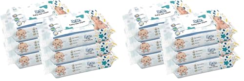 Image of Jr. Sr. Baby Wipes | 80 Wipes x Pack of 12-480 Wipes | Safe & Moist Wet Wipes for Babies | Prevents Rashes & Redness with Goodness of Aloe Vera, Vitamin E & Chamomile Oil | No Paraben & No Alcohol