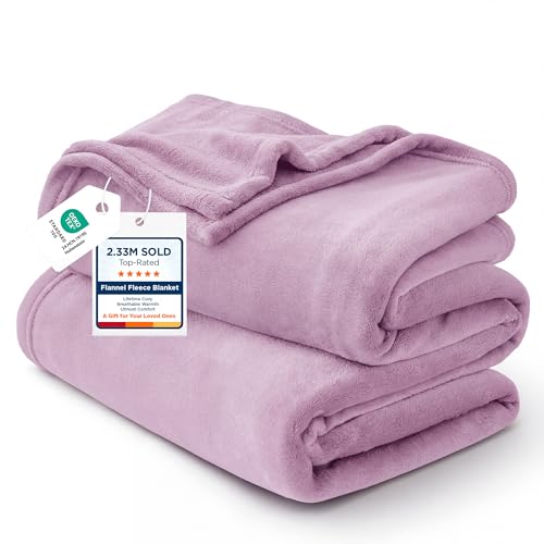Image of Bedsure GentleSoft Fleece Blankets Queen Size Lilac Lavender - Bed Blanket Soft Lightweight Plush Fuzzy Cozy Luxury Microfiber, 90x90 inches