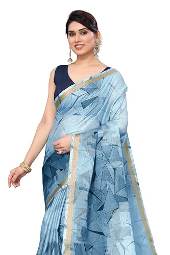 Image of MIRCHI FASHION Saree for Woman Cotton Blend Geometric Printed | Polished Professional Office Wear and Regular Daily Sari with Blouse Piece