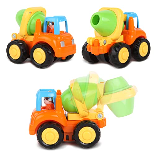 Construction Play Set For Kids Ages 1, 2, 3, 4 Years Old - Toddler Toy Truck Set With Matching Book - Push & Pull Friction Trucks For 2 Year Old Boy - Bpa Free - Cars For Boys & Girls #TOP4