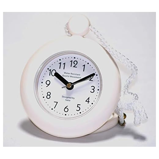 Our White Bathroom Shower Rope Clock with a Clear Easy to Read Clock face is Water-Resistant and Engineered with a Superior Quartz Movement and Turning Second Hand for Accurate timekeeping