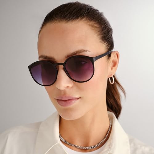 Le Specs Women's Classic, Modern Round Sunglasses, Smoke Grad/Matte Black, Einheitsgröße4