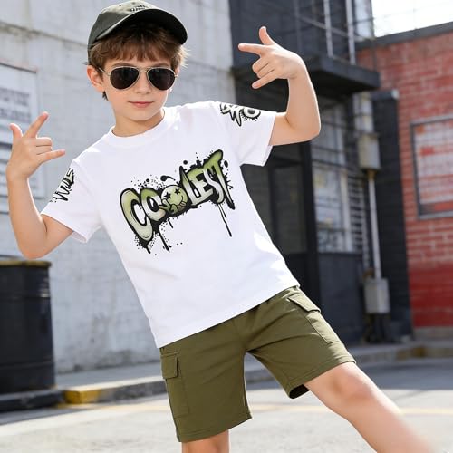 Image of Yoxindax Boys Clothes 2-Piece Casual Street Style Turn-Down Collar Half Zip Kids 4-12 Years Teen Boys Summer Outfits
