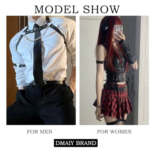 Black Leather Upper Arm Bracelet for Men Elastic Adjustable Armband Men Arms Harness Belt Costume for Nightclub Cosplay3