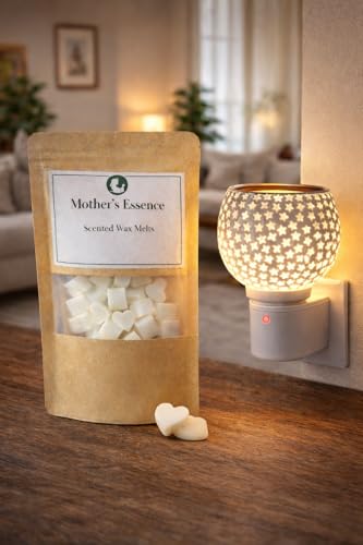 Image of Mother's Essence Ceramic Electric Wax Melt Diffuser | 2-in-1 Bedside Lamp & Aroma Burner | Plug-in Night Lamp for Bedroom & Pooja Room (Ocean Breeze)