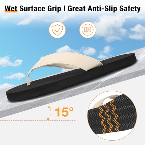 Anmerl Flip Flops for Women & Men - Comfort Lightweight Flat Thong Sandals with Breathable Fabric Straps, Non-Slip Beach Pool Slides for Summer Indoor Outdoor4